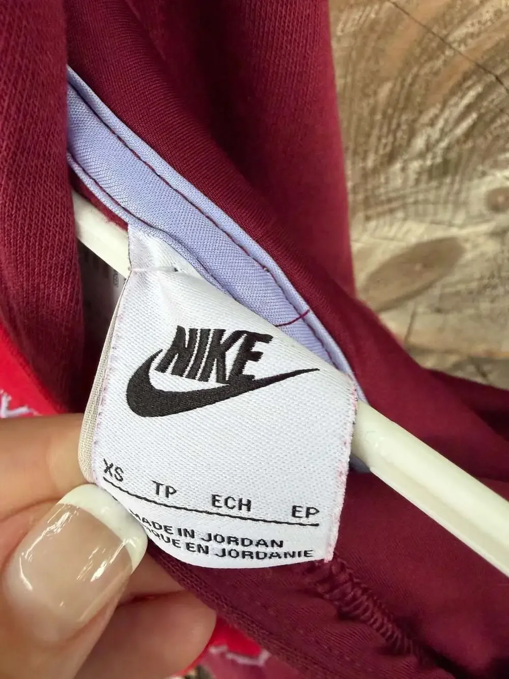 Nike Vintage Style Colorblock Red and Burgundy Embroidered Logo Hoodie